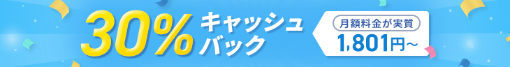 30%キャッシュバックキャンペーン！